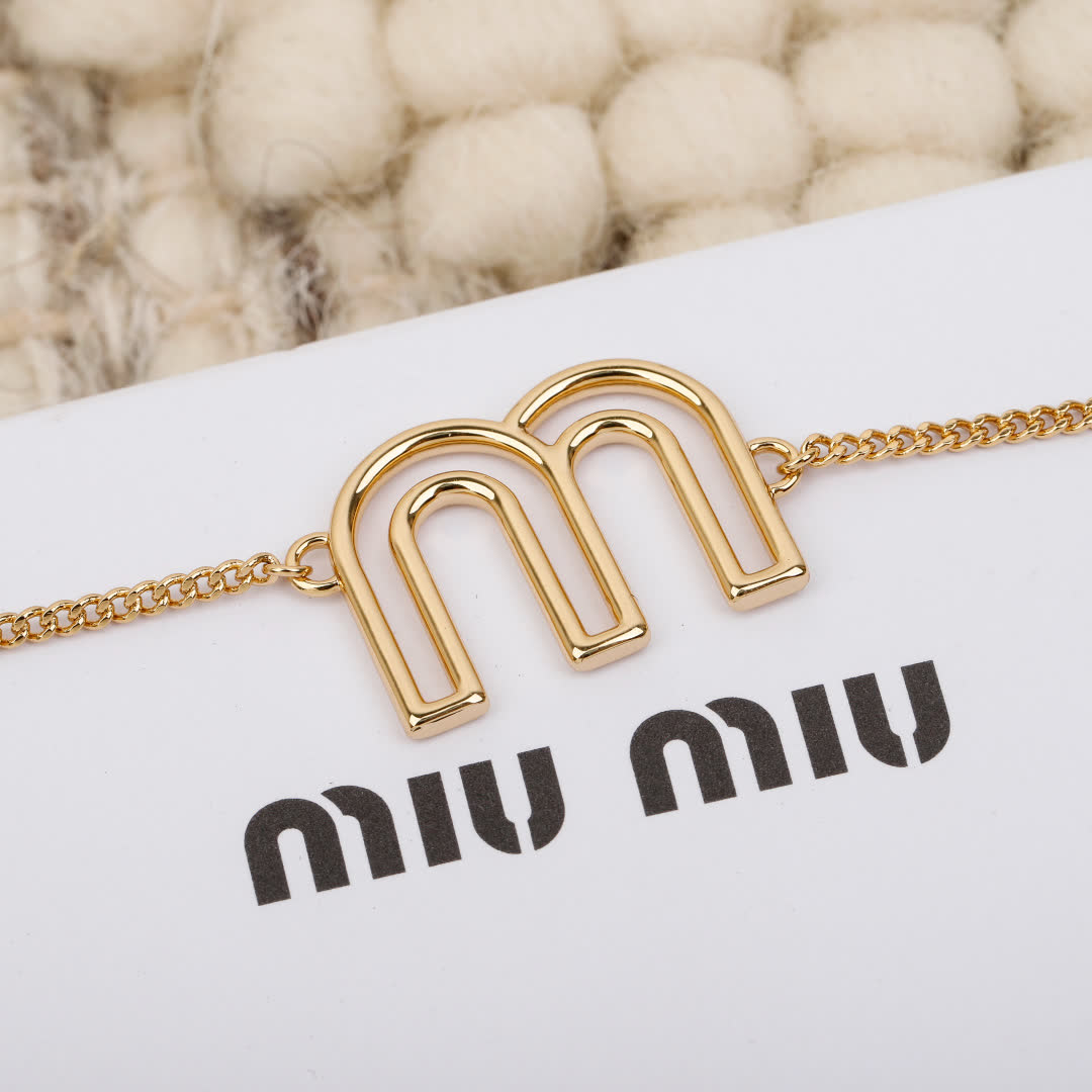 Miu Miu Gold Tone 'M' Logo Bracelet
